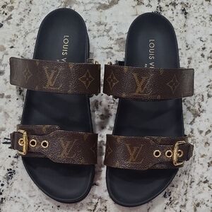 Louis Vuitton Dark Brown Monogram Slides